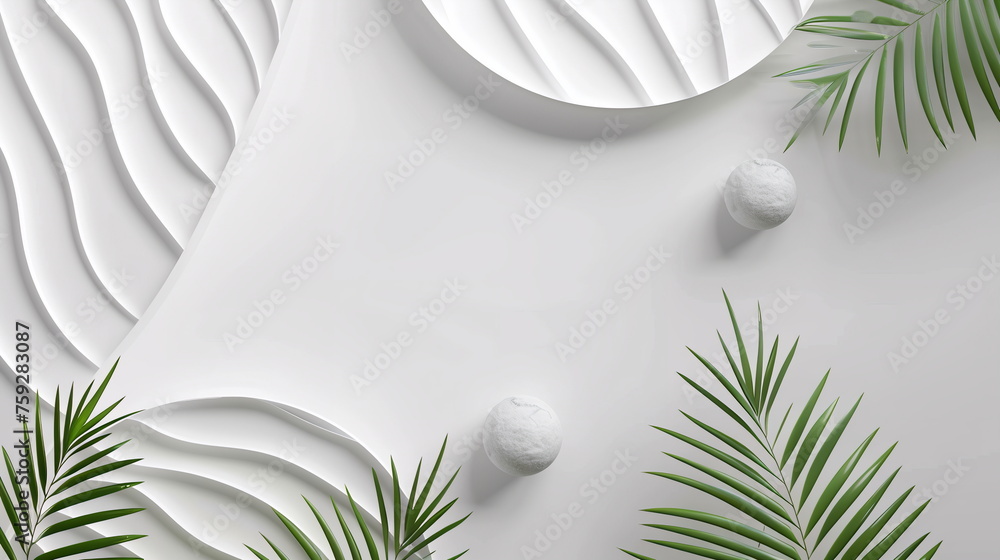 Poster white background with geometric patterns and minimalist design abstract white and light gray wave mo