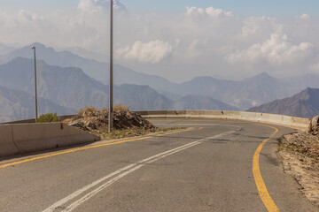 Winding road in Al Souda mountains, Saudi Arabia