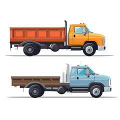 Fototapeta na wymiar pickup truck and dump trailer work transport vector