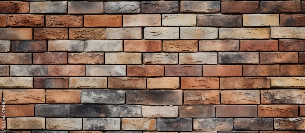 Poster a close up of a brown brick wall with numerous rectangular bricks creating a durable facade. the com