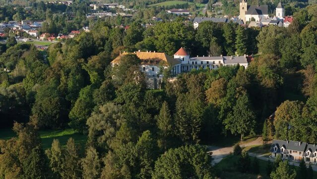 Beautiful Landscape Castle Forest Lesko Aerial View Poland