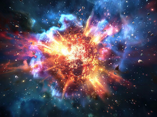 Background with space. Early universe, hot dense energy, cosmic glow.