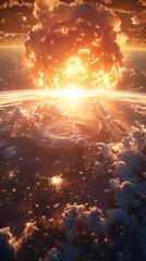 Background with space. Early universe, hot dense energy, cosmic glow.