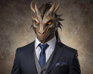 Mythical Banshee in Elegant Suit and Tie Portrait Gen AI