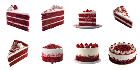 Red velvet transparent collection in 3d png for product presentation.