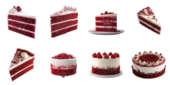 Red velvet transparent collection in 3d png for product presentation.