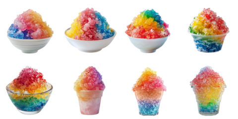 Set of shave ice mockup in 3d without backoground png for decoration.