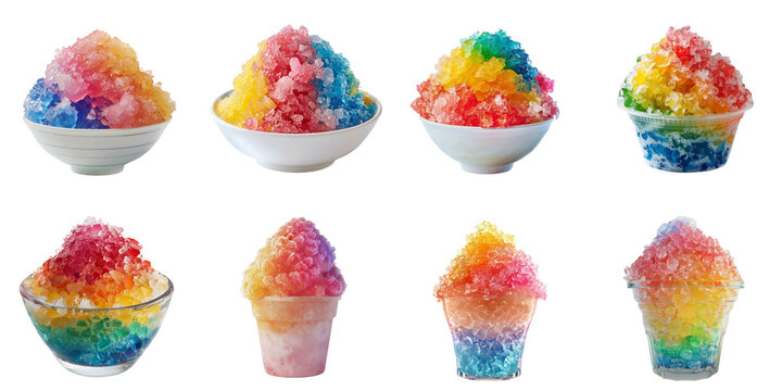 Set of shave ice mockup in 3d without backoground png for decoration.