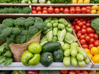 fresh vegetables on market stall