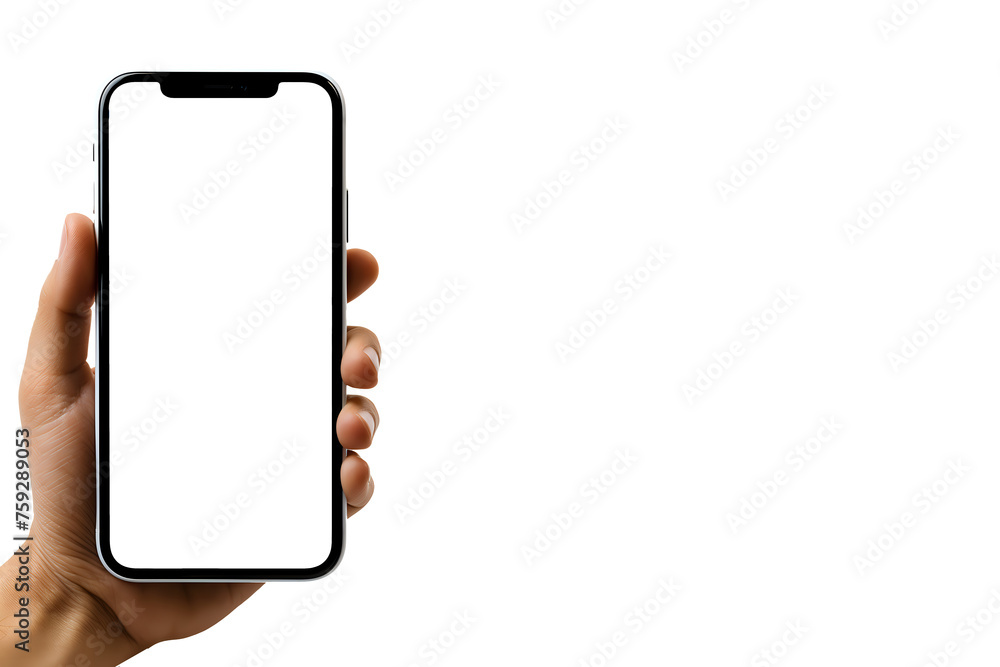 Poster hand displaying smartphone on transparent background an isolated image of a hand holding a modern sm