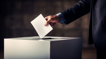 Woman putting a ballot into a voting box.