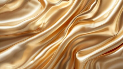 A close up of a golden silk fabric with some folds, AI