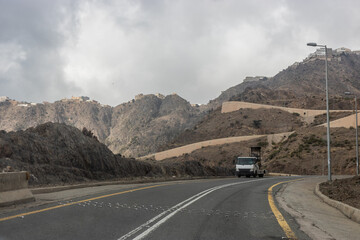 Mountain road 2442 between Abha and Rijal Alma, Saudi Arabia