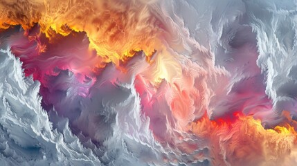 A close up of a painting that is made to look like flames, AI