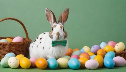 Fototapeta premium Easter bunny and easter eggs, Background for Easter