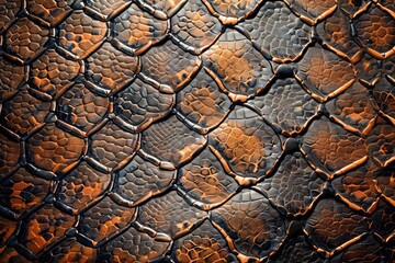 Detailed Texture of Brown Cracked Reptile Skin Surface for Background and Graphic Design Use