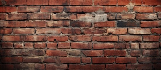 Obraz premium A detailed closeup of a brown brick wall showcasing the intricate pattern of the composite building material. Each brick adds character and art to the solid structure built from soil