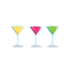 Vibrant vector art depicts a cocktail glass in lively hues.