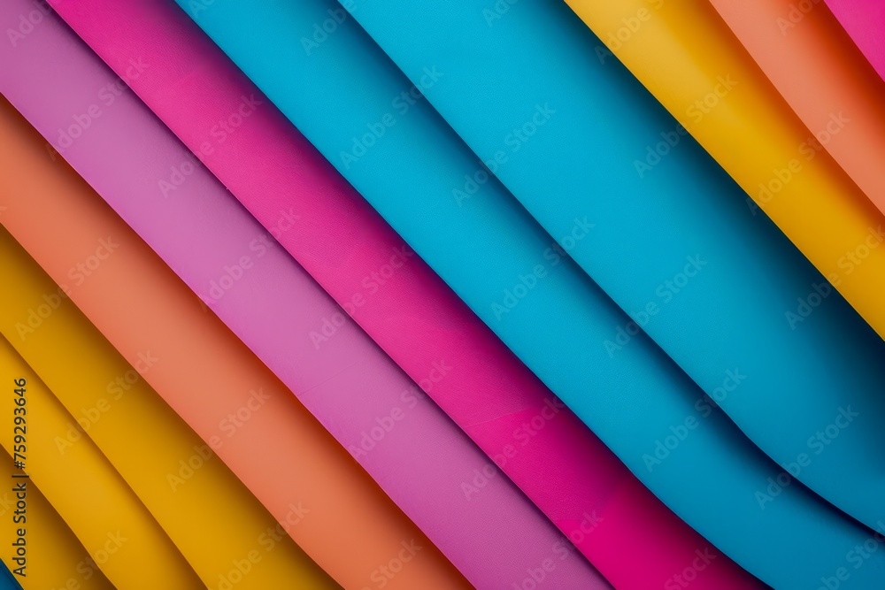 Poster vibrant colored paper sheets arranged in diagonal abstract pattern for creative backgrounds and desi