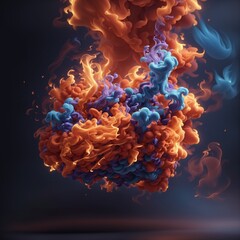 Background of colorful smoke fire, 3D full of style