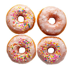 Four donuts on transparent background