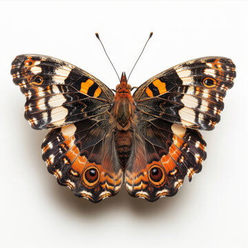 Top view of a Painted Lady butterfly showcasing intricate wing patterns and colors.