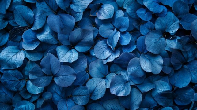 A close up of a bunch of blue flowers that are all together, AI
