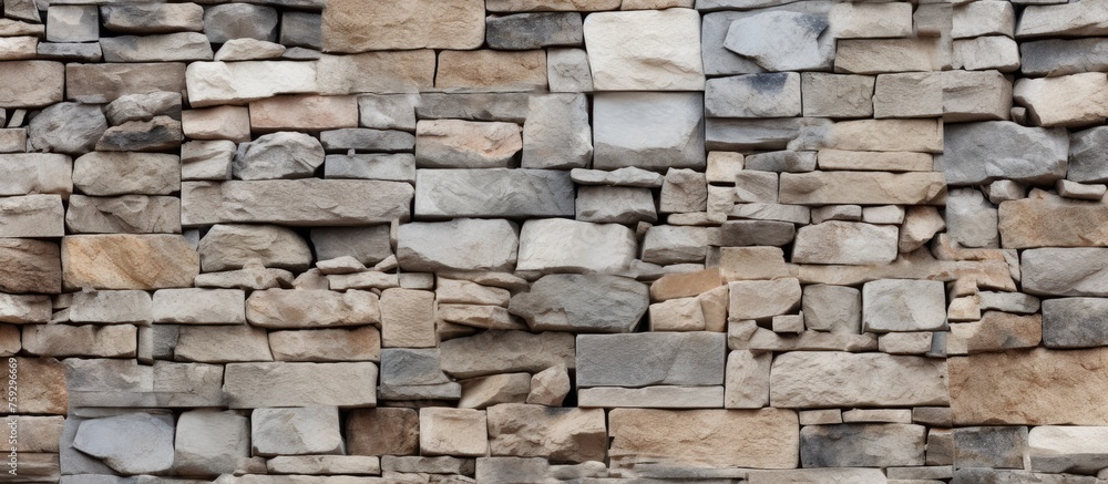 Aufkleber a closeup of a stone wall featuring a mix of brown and beige composite materials in a rectangular br