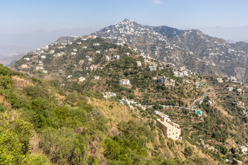 Fototapeta na wymiar View of hilltop Fayfa village, Saudi Arabia