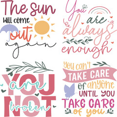 mental health awareness retro design, mental health matters t-shirt vector illustrations, mental health t-shirt design bundle