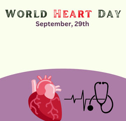 World Heart Day, 23 September. Heart background. Medical and Health care, Valentines day.