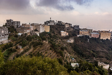 Fototapeta na wymiar View of ridgetop Fayfa town, Saudi Arabia