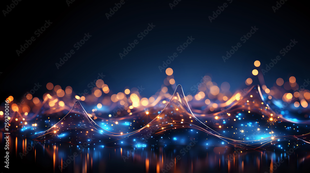 Poster abstract light wave on dark background. captivating visual of a dynamic light wave with glowing part