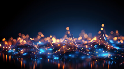 Abstract Light Wave on Dark Background.  Captivating visual of a dynamic light wave with glowing...