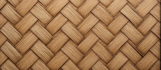 A closeup of a brown wicker basket texture, resembling wood flooring. The pattern consists of beige shades and hints of metal in the composite material