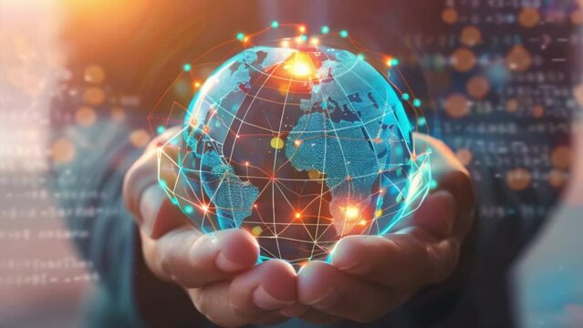Global network connection covering earth. Global business and technology concept. Concept of international trading