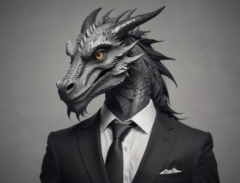 Sophisticated Mythical Creature in Suit and Tie - Minimalist Graphic Design Gen AI