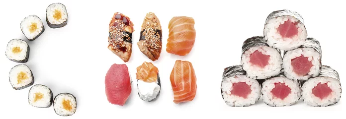 Poster Set of different sushi isolated on white © Pixel-Shot