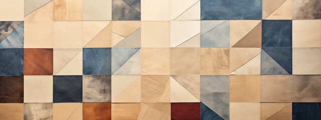 Abstract Geometric Tile Wall in Earth Tones