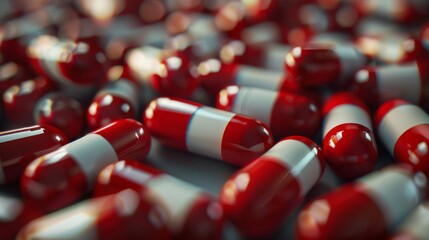 White and red capsules, pharmaceutical concept generative ai - obrazy, fototapety, plakaty