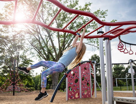 Swinging on the monkeybars