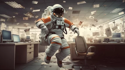 Foto op Plexiglas 無重力のオフィスに宇宙飛行士「AI生成画像」 © kai