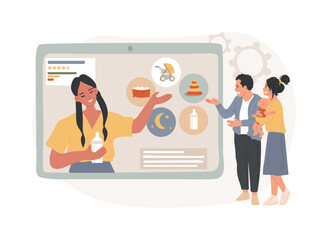 Child care online platform isolated concept vector illustration. Daycare center search platform, babysitter online catalog, find child care service, information for parents vector concept.