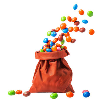 colorful Caddies falling from hole in the bag, PNG no background image
