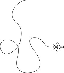 Obraz premium Airplane line path icon, airline, flight