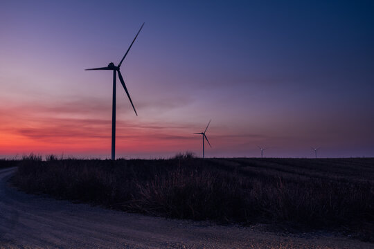 Wind Turbines at Sunset 