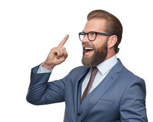 Business man serious emotions in transparent background