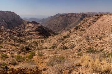 Fototapeta na wymiar Rocky landscape near Dhahran al Janub, Saudi Arabia