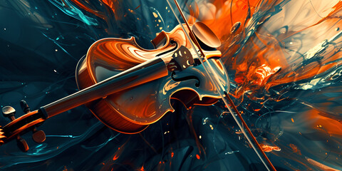  A Violin Aglow with Flame ,The Burning Beauty of a Violin ,he Violin Enkindled ,The Violin's Blaze of Brilliance 


 - obrazy, fototapety, plakaty