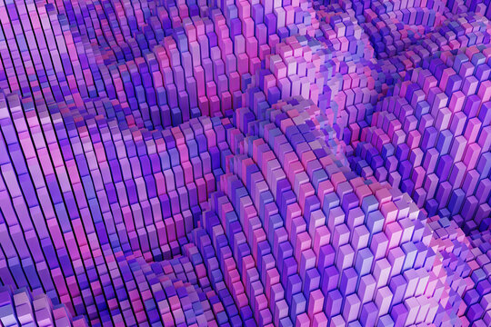 Abstract 3d rendering of chaotic colorful cubes